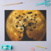 カボチャ、こうもり、フクロウ、オレンジムーンデクページ 薄葉紙 (クラフト)