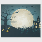 カボチャ、こうもり、死んだ木、月が付いている墓地 ラッピングペーパー (フラット)