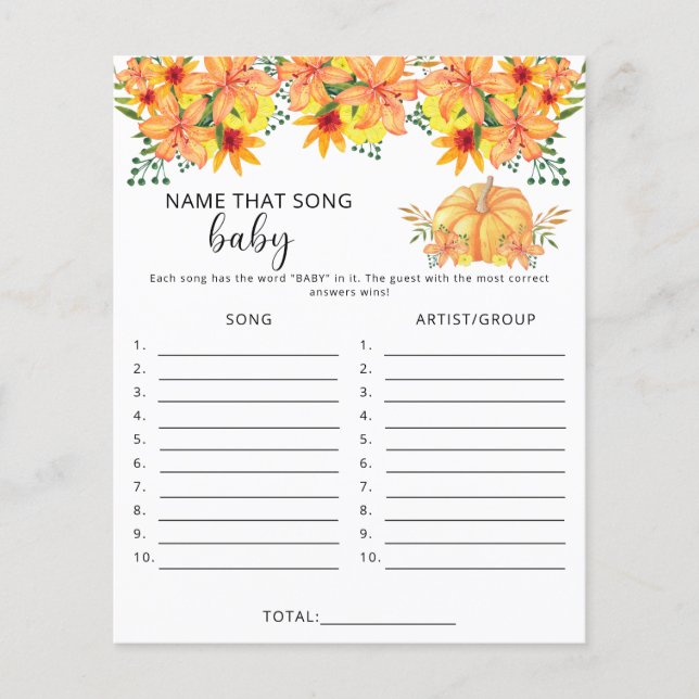 カボチャ – その曲の名前ベビーシャワーゲーム (正面)