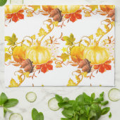 カボチャ&どんぐり/秋シーズンホームデコール キッチンタオル (折り畳み)