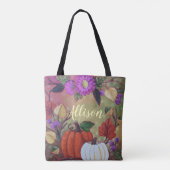 "カボチャ"のカスタムなが付いている秋リーストートバック トートバッグ (裏面)