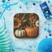 カボチャ&ひまわり感謝祭紙プレート ペーパープレート (パーティー)