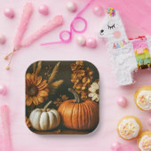 カボチャ&ひまわり感謝祭紙プレート ペーパープレート (パーティー)