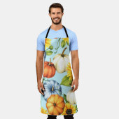 カボチャ、ひまわり、水彩イラストレーション エプロン (着用した状態)
