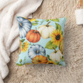 カボチャ、ひまわり、水彩イラストレーション クッション (ブランケット)