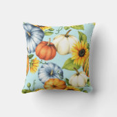 カボチャ、ひまわり、水彩イラストレーション クッション (裏面)