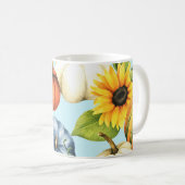 カボチャ、ひまわり、水彩イラストレーション コーヒーマグカップ (正面右)