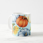 カボチャ、ひまわり、水彩イラストレーション コーヒーマグカップ (正面左)