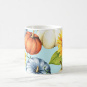 カボチャ、ひまわり、水彩イラストレーション コーヒーマグカップ (中央)