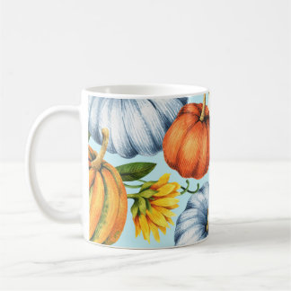 カボチャ、ひまわり、水彩イラストレーション コーヒーマグカップ