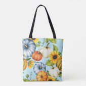 カボチャ、ひまわり、水彩イラストレーション トートバッグ (裏面)