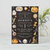 カボチャ&ウッド |ハロウィーン誕生日パーティーの写真 招待状 (スタンド正面)