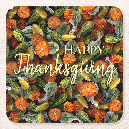 カボチャ、カボチャ秋の収穫コースター スクエアペーパーコースター (正面)