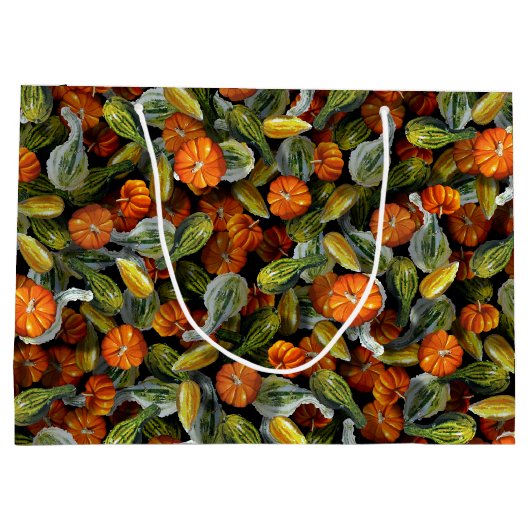 カボチャ、カボチャ秋の収穫大抱き枕 ラージペーパーバッグ (裏面)