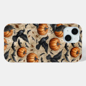 カボチャ、カラス、コウモリのハロウィンパターン Case-Mate iPhoneケース (裏面 (横))