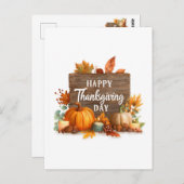 カボチャ、キャンドル、付き感謝祭離れカード ポストカード (正面/裏面)