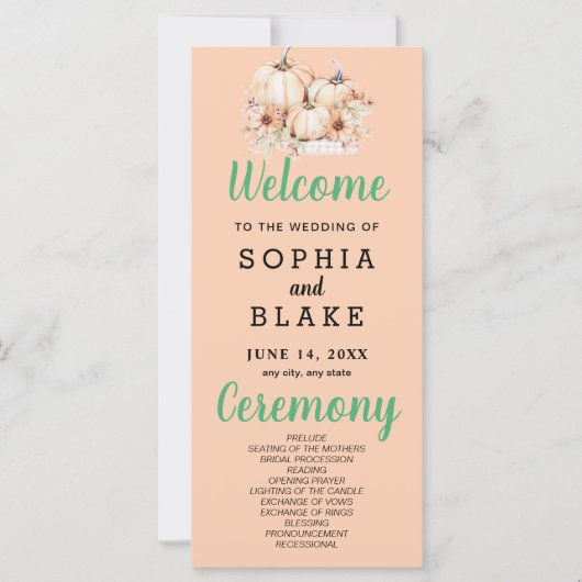 カボチャ&サンフラワーズ秋オレンジ結婚式 プログラム (正面)