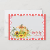 カボチャ&サンフラワー秋素朴秋の結婚式 出欠カード (正面)