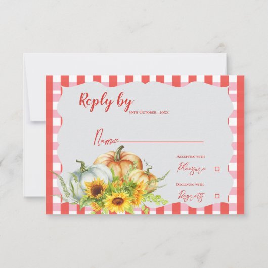 カボチャ&サンフラワー秋素朴秋の結婚式 出欠カード (裏面)