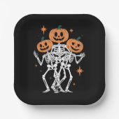 カボチャ スケルトン ハロウィン かぼちゃ スプーキー シーズン  ペーパープレート (正面)
