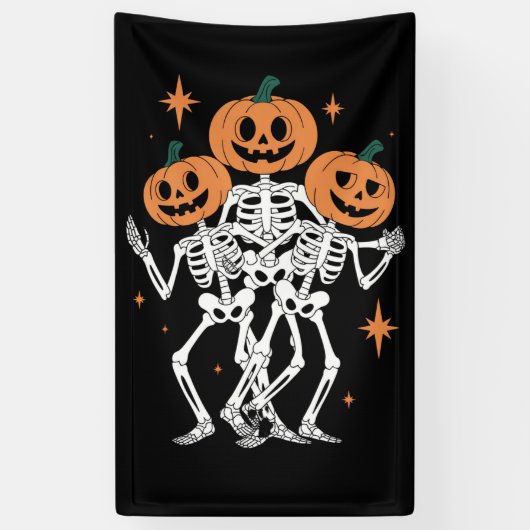 カボチャ スケルトン ハロウィン かぼちゃ スプーキー シーズン  横断幕 (縦)