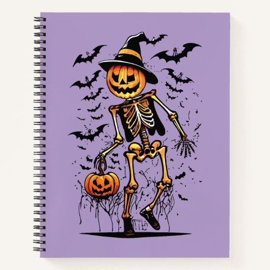 カボチャ スケルトン ハロウィン アート  ノートブック (正面)