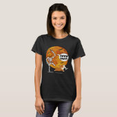 カボチャ スケルトン 折れた足 ハロウィン コーギー Tシャツ (正面フル)