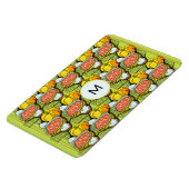 カボチャ、スープ、および背景ストライプのモノグラム マグネット (左側)