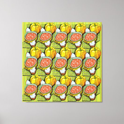 カボチャ、スープ、背ストライプの景 キャンバスプリント (正面)