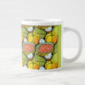 カボチャ、スープ、背ストライプの景 ジャンボコーヒーマグカップ (右)