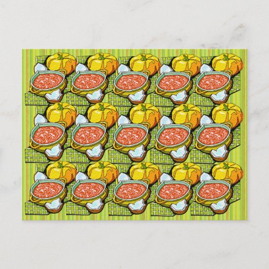カボチャ、スープ、背ストライプの景 ポストカード (正面)