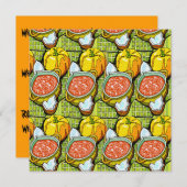 カボチャ、スープ、背ストライプの景 招待状 (正面/裏面)