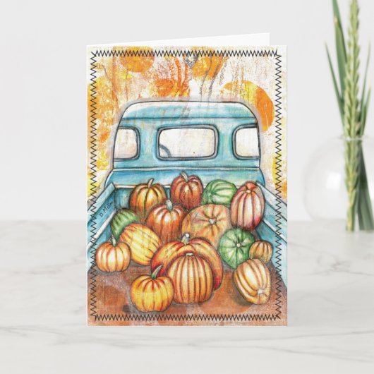 カボチャ・ノーテカードでいっぱいの古いトラック カード (正面)