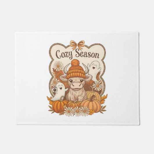 カボチャ – ハイランドカウカ幽霊ハロウィーン ドアマット (正面)