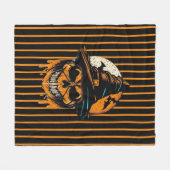 カボチャ/ハロウィーン/スカル/スプキー フリースブランケット (正面(横))