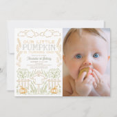 カボチャ・ハーベストかかし写真1st誕生日 招待状 (正面)