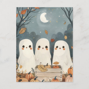 カボチャ・ハーベスト・ハロウィーンの可愛い幽霊 ポストカード