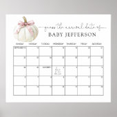 カボチャ&バーブベビーシャワー推定期日カレンダー ポスター (正面)
