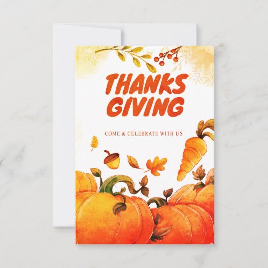 カボチャ、パイン、秋と感謝祭離れ サンキューカード (正面)