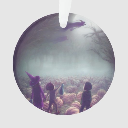 カボチャ·パッチ·ウィッチ飛んでいるズ·過去·トリック·オア·トレーター オーナメント (正面)