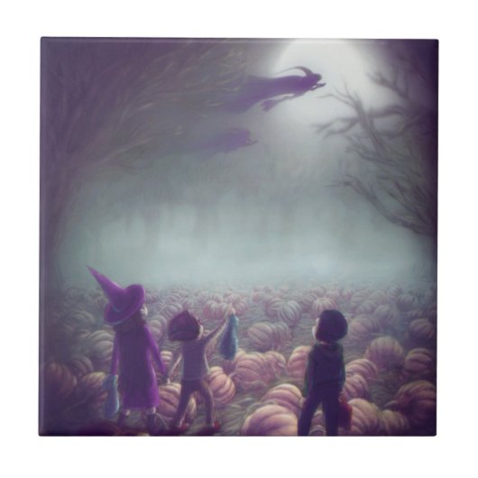 カボチャ·パッチ·ウィッチ飛んでいるズ·過去·トリック·オア·トレーター タイル (正面)