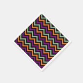 カボチャ、パープル、グリーンとブラックのシェブロン紙 スタンダードカクテルナプキン (角)
