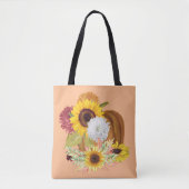 カボチャ、ヒマワリ、菊 秋の色彩 トートバッグ (正面)