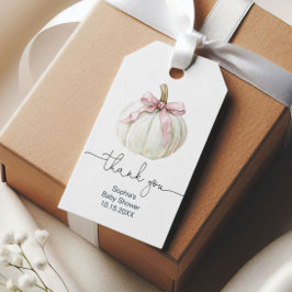 カボチャ&ピンクボウ赤ちゃんシャワーありがとうラベル ギフトタグ