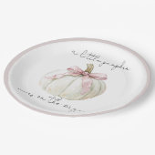 カボチャ&ピンクボウ赤ちゃんシャワー ペーパープレート (アングル)