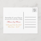 カボチャ・フクロウ&ギンガムこれは男の赤ちゃん発表 案内ポストカード (裏面)