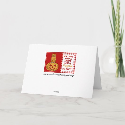 カボチャ・フクロウ&ギンガムこれは男の赤ちゃん発表 案内状 (裏面)