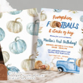 カボチャ&フットボールファースト誕生日ボーイ 招待状