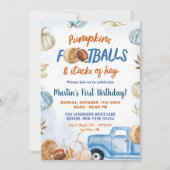 カボチャ&フットボールファースト誕生日ボーイ 招待状 (正面)