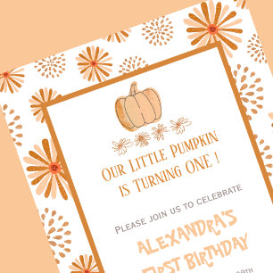 カボチャ フラワー ハロウィン 秋 誕生日 1歳 招待状